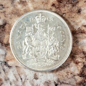 Vintage 1963 Canadian 50 Cent Silver Coin